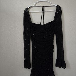 Tight Black Sparkly Dress With Sleeves